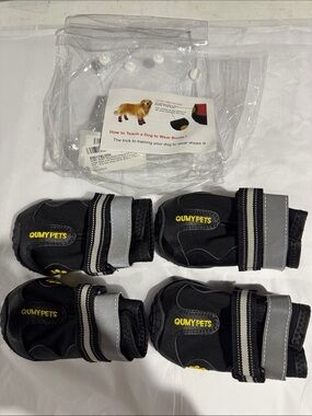 NWT Qumy Pets Black Reflective Dog Boots - 4 Pack SZ L